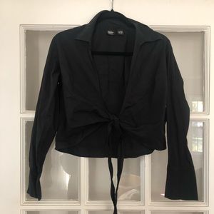 Crop tie front blouse